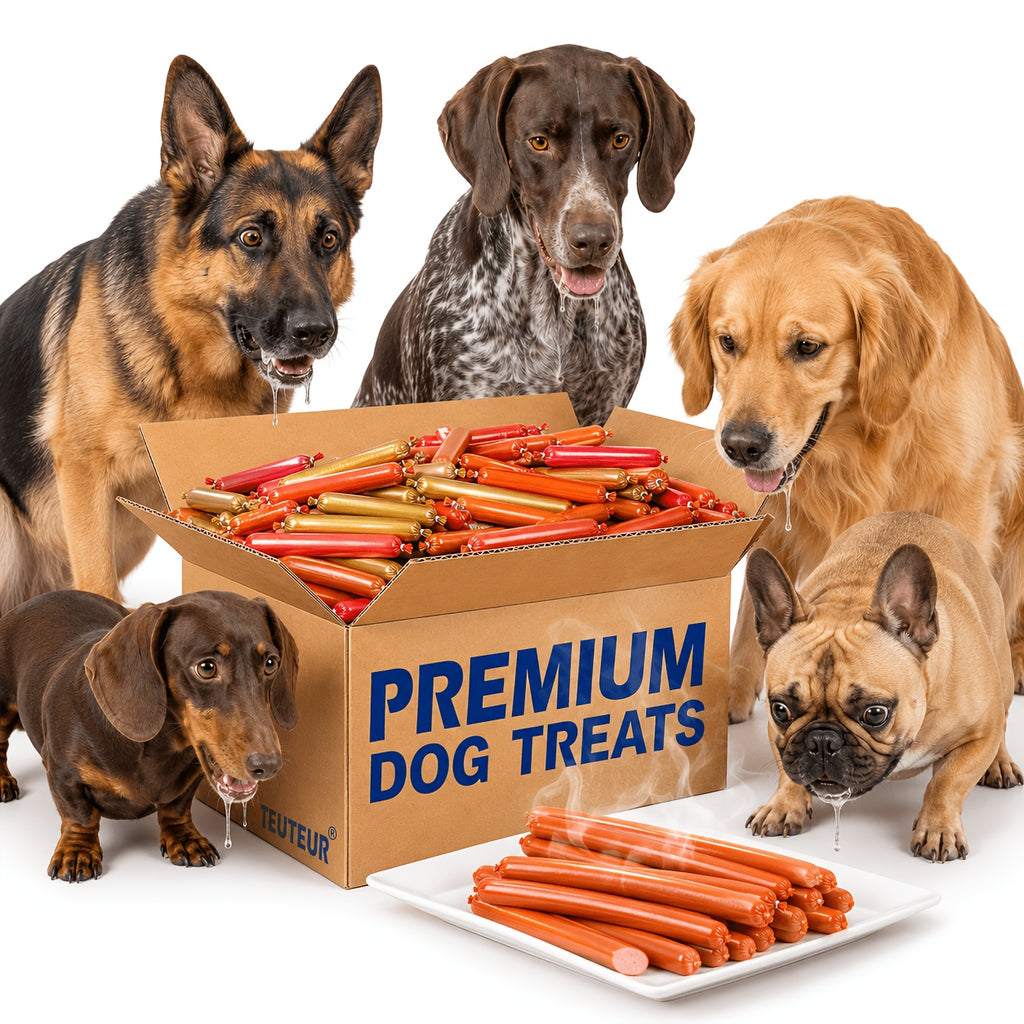 Dog Sausage Treats 32 Pack, Individually Wrapped Chewy Snack Sticks for Supervised Training Rewards, Everyday Treat Time and Holiday Dog Gifts