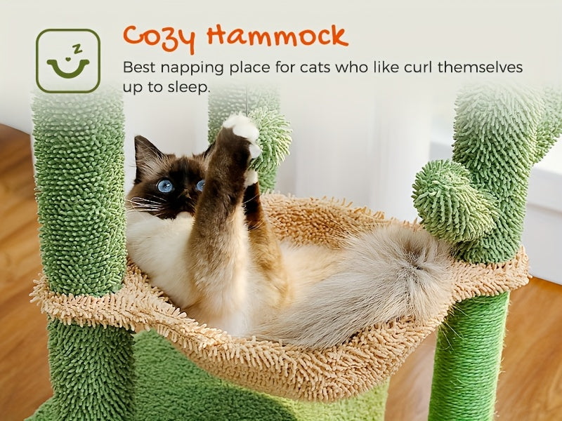 Cat Tower with Deep Hammock and Top Perch, 4-in-1 Indoor Cat Tree Listing with Condo and Scratching Post, Color and Size-Labeled Model Options