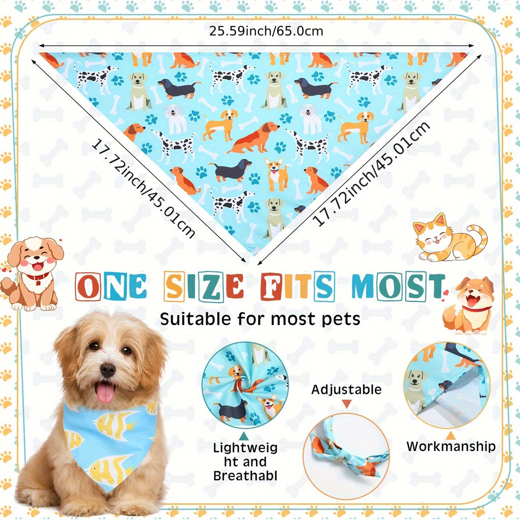 Bulk Dog Bandanas 72-Pack, Adjustable Triangle Pet Scarves and Costume Bibs for Grooming Finishes, Birthday Parties and Dog Photo Outfits