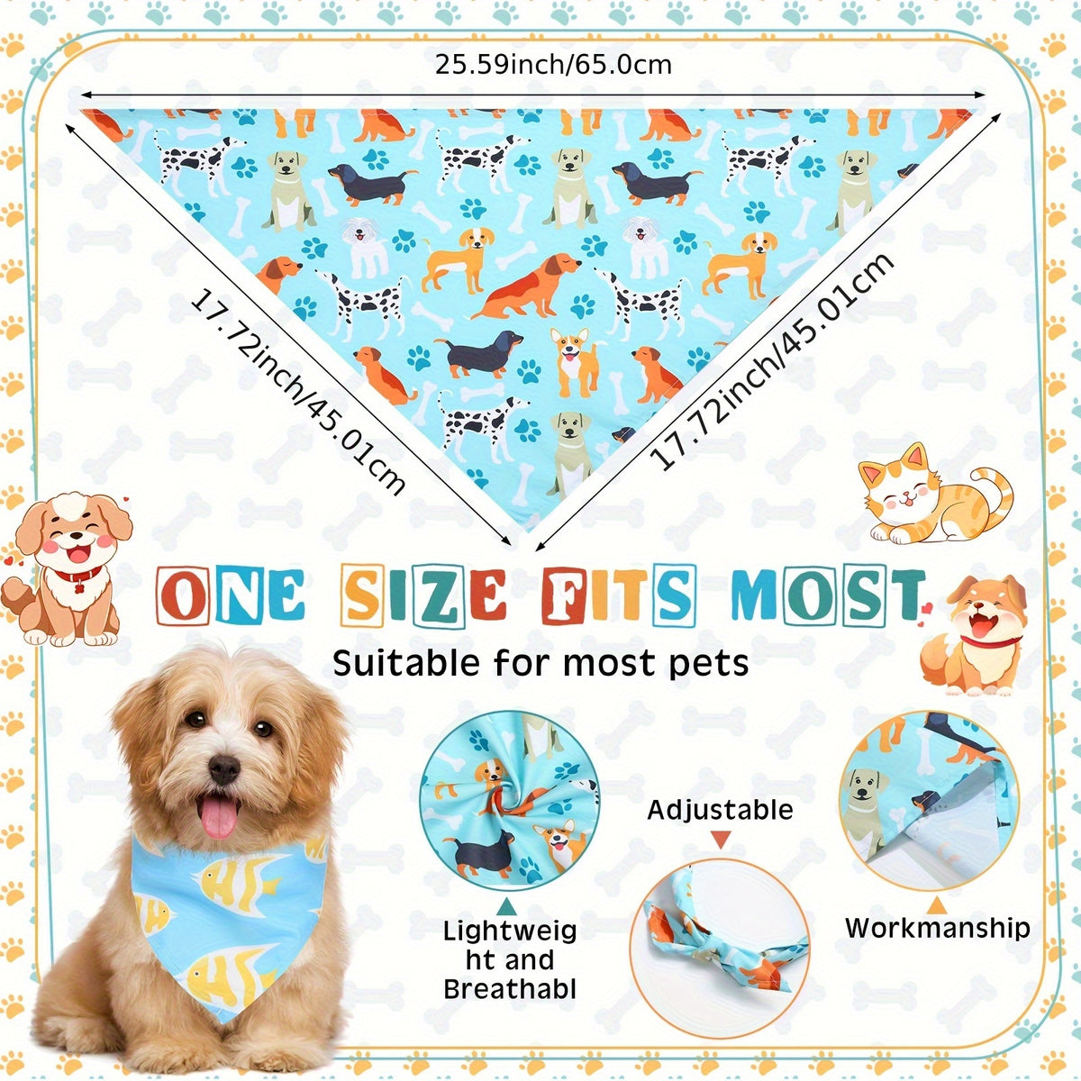 Bulk Dog Bandanas 72-Pack, Adjustable Triangle Pet Scarves and Costume Bibs for Grooming Finishes, Birthday Parties and Dog Photo Outfits