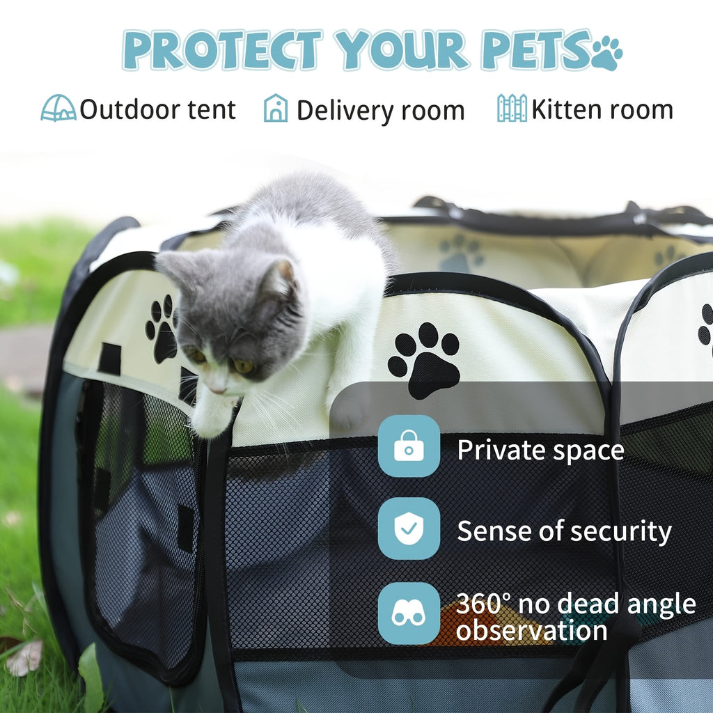Pop Up Dog Playpen with Removable Zipper Top and Carrying Case, Portable Indoor Outdoor Pet Tent for Puppies, Small Dogs, Cats and Rabbits