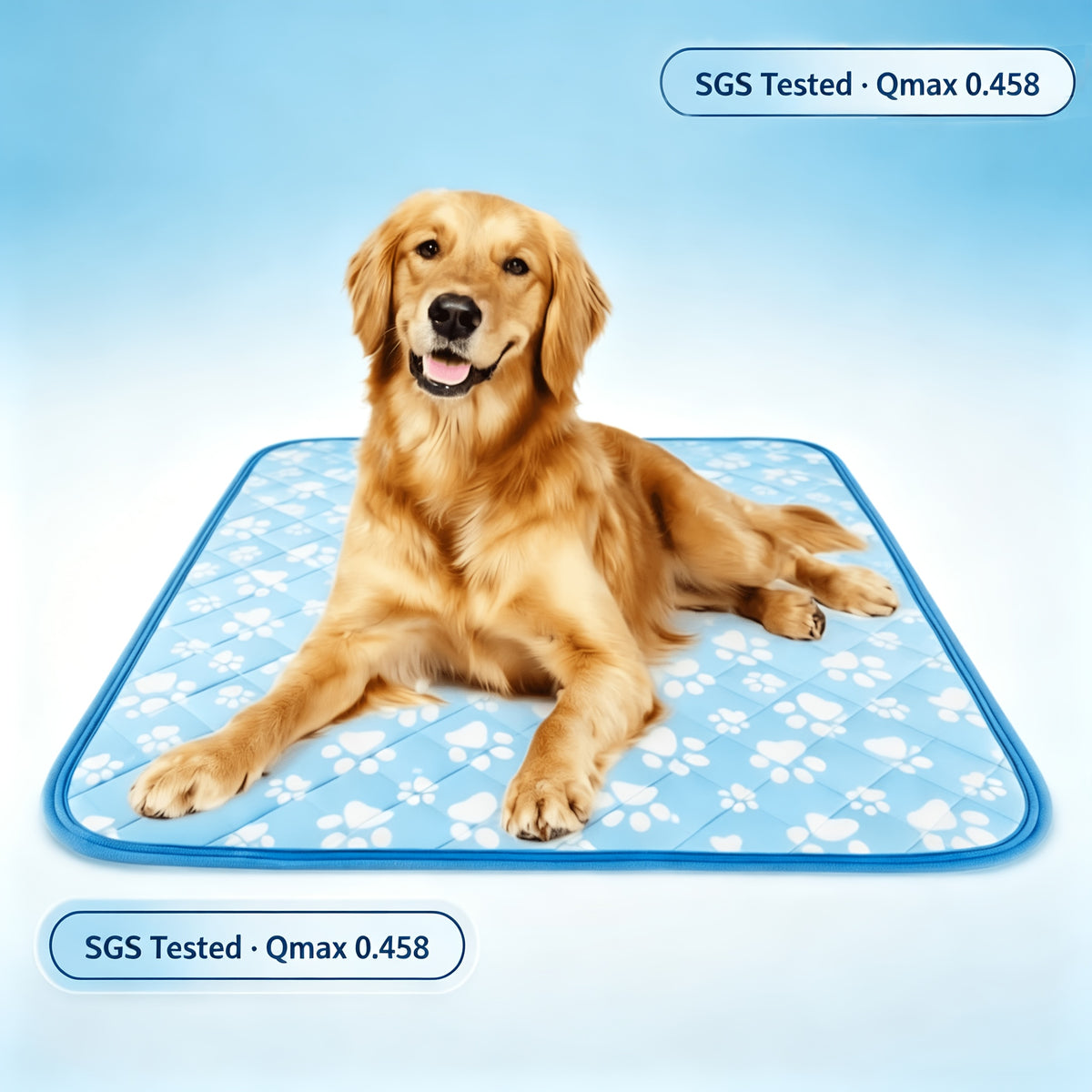Self Cooling Mat for Dogs with Cooling Fiber, Washable Non-Slip Foldable Summer Pet Resting Pad in Small, Medium and Large Size Options