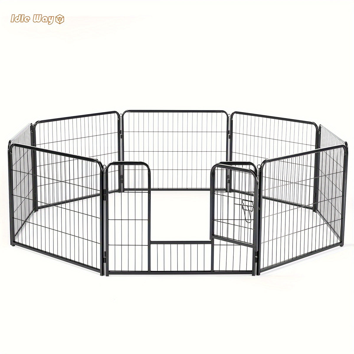 Metal Dog Playpen with Door, DIY 8 or 16 Panel Puppy Exercise Fence in 24, 32 or 40 Inch Size Options for Indoor and Outdoor Supervised Play