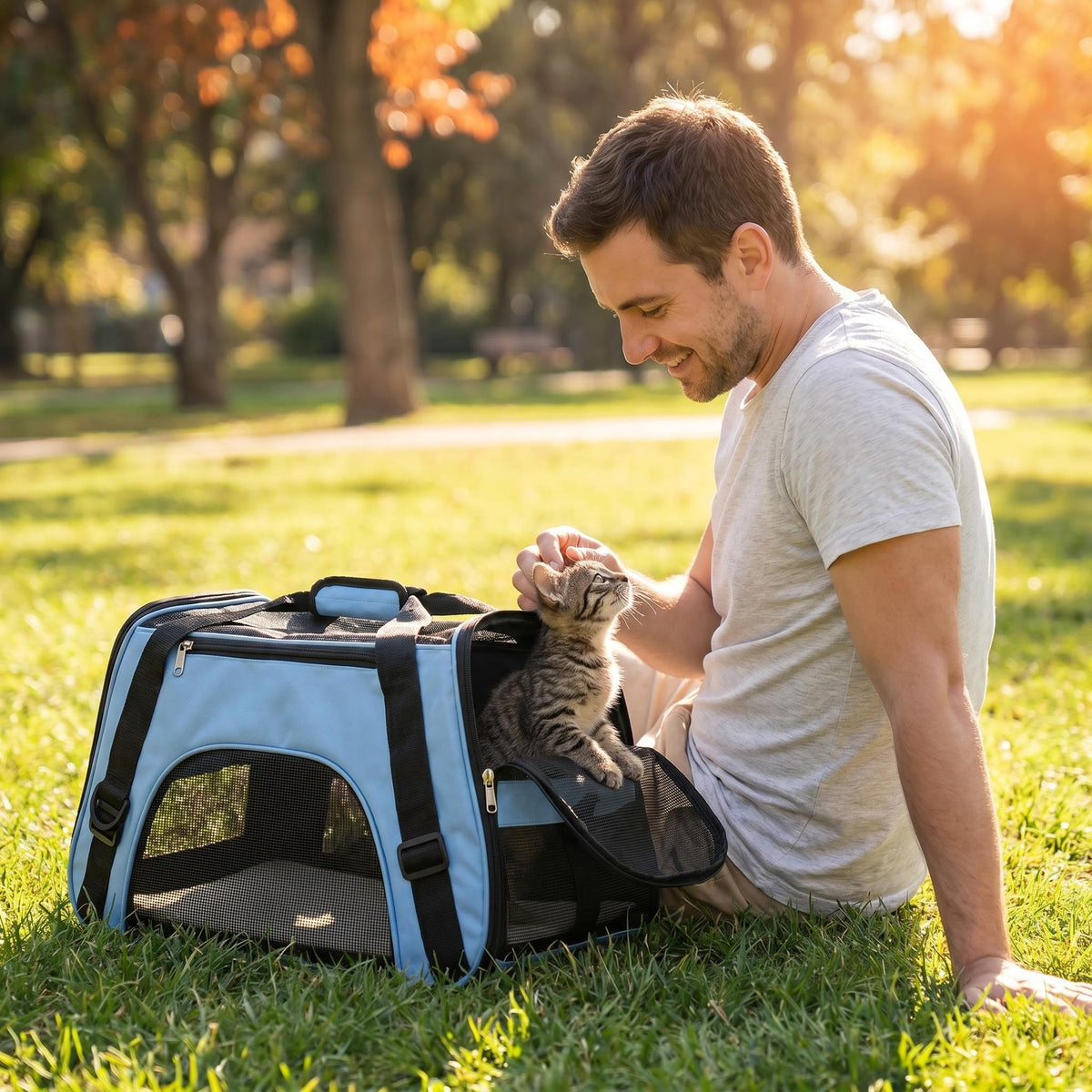 Pet Travel Carrier Bag in Pink or Blue, L Size Foldable Crossbody Carrying Bag for Cats and Dogs, Portable Companion for Supervised Everyday Outings