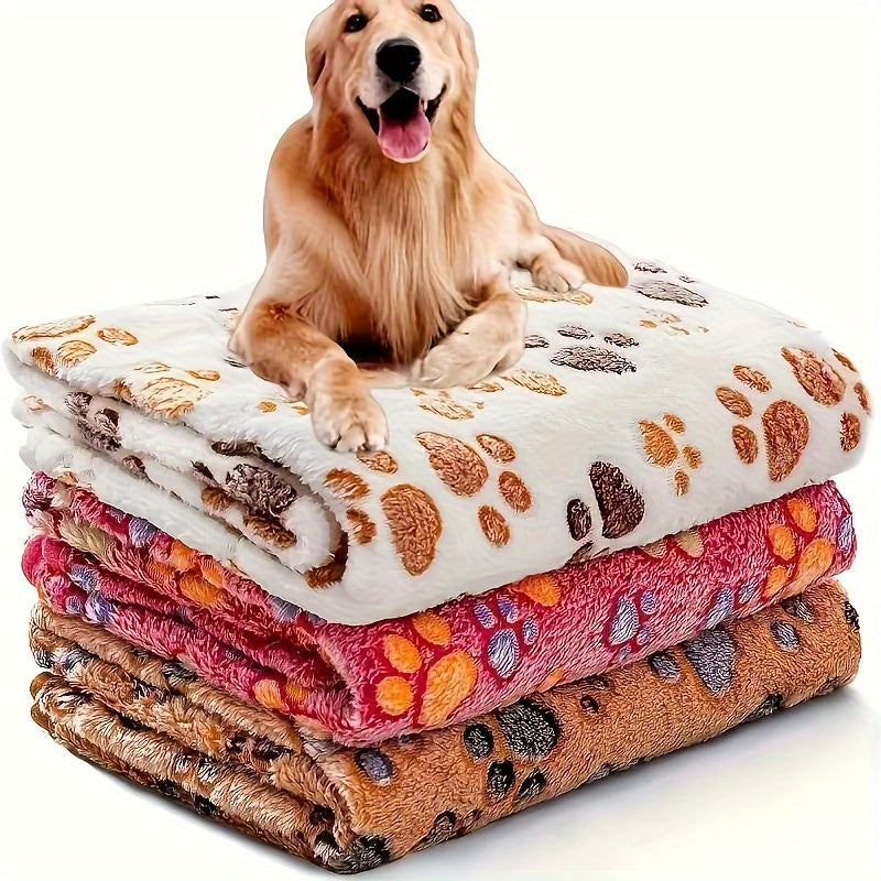 Small Pet Blankets 3 Pack, Soft Fluffy Fleece Throws 20 x 16 Inches for Dogs, Puppies and Cats, Dot, Bone or Paw Pattern Bedding Options