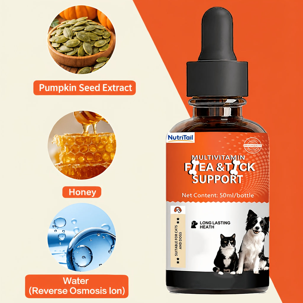 Liquid Vitamins for Dogs and Cats, NutriTail 50ml Compound Vitamin Oral Supplement for Pet Nutrition and At-Home Care Routines