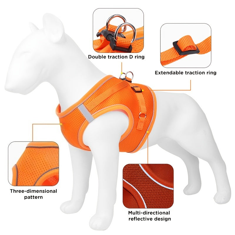 Small Dog Harness and Leash Set, Lightweight Breathable Mesh Vest with Reflective Trim for Cats and Puppies, XS S L XL Walking Gear