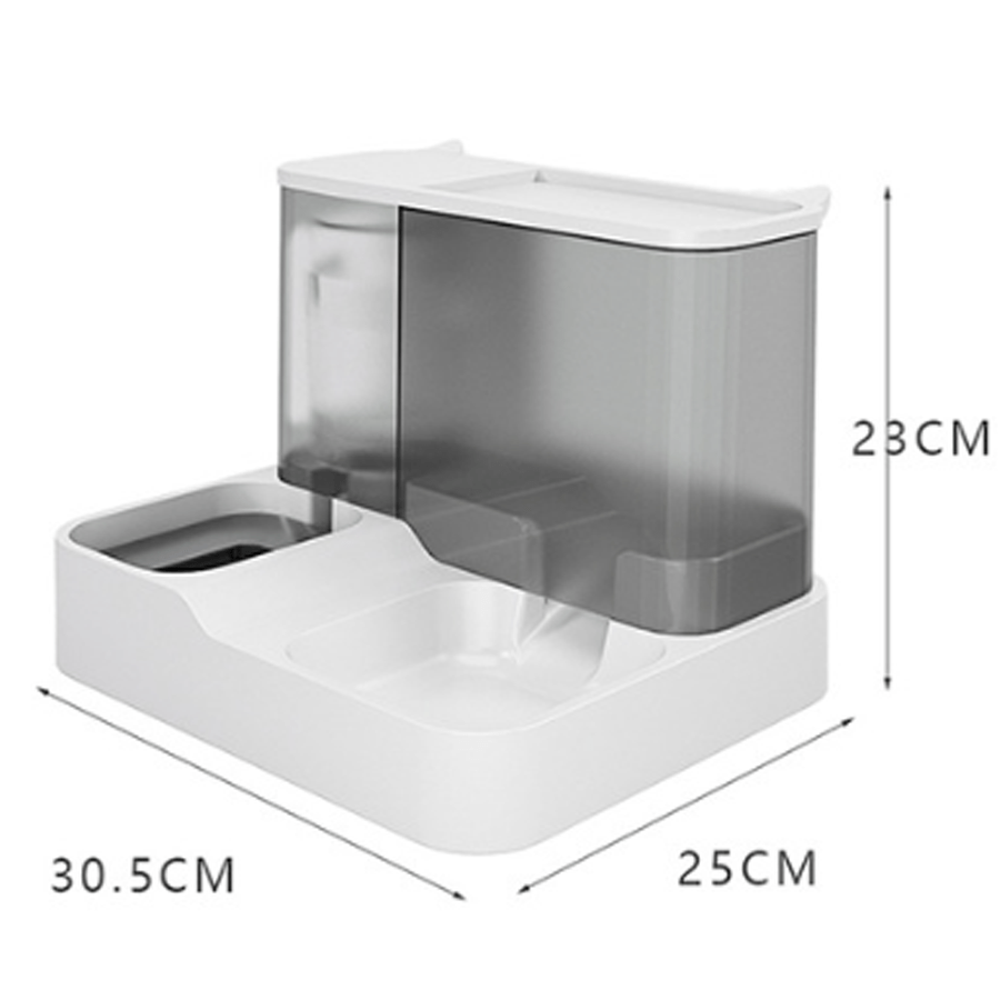 Gravity Pet Feeder and Waterer Station with Visible Food Storage, Battery-Free Double Bowl Dispenser for Cats and Dogs in Three Colors