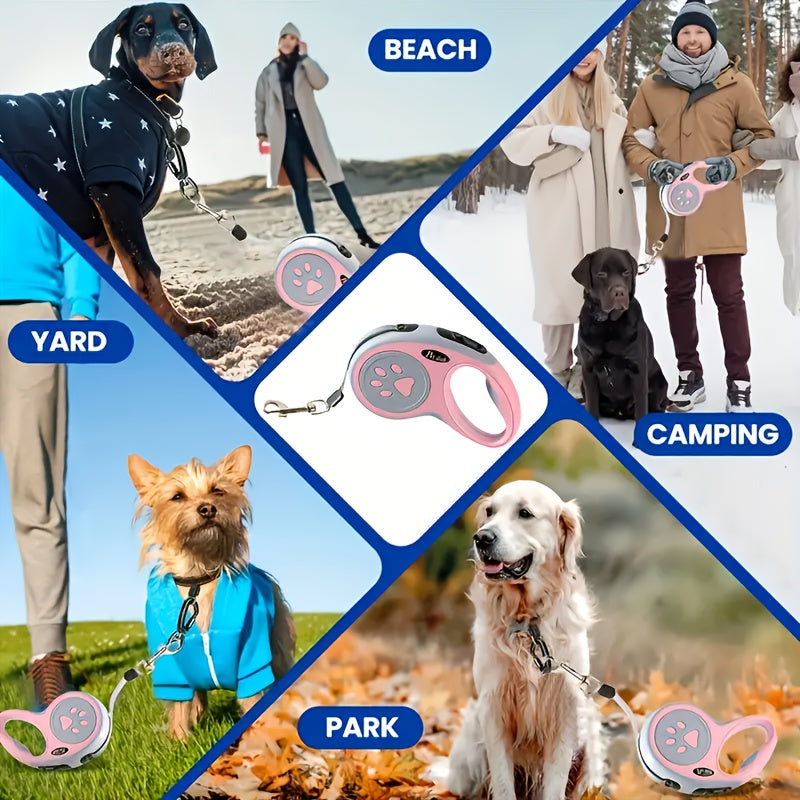 Extendable Pet Leash for Dog and Cat Walks, Black Size L Portable Walking Lead for Supervised Outdoor Strolls and Everyday Pet Outings