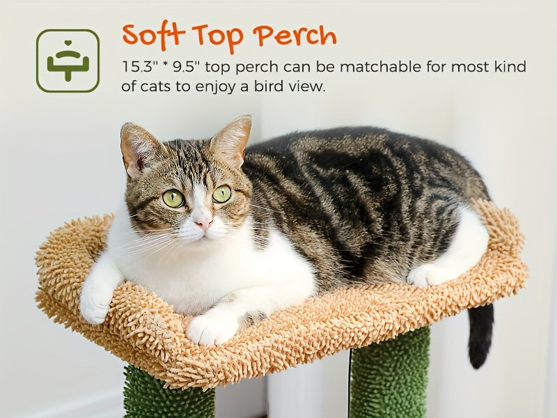 Cat Tower with Deep Hammock and Top Perch, 4-in-1 Indoor Cat Tree Listing with Condo and Scratching Post, Color and Size-Labeled Model Options
