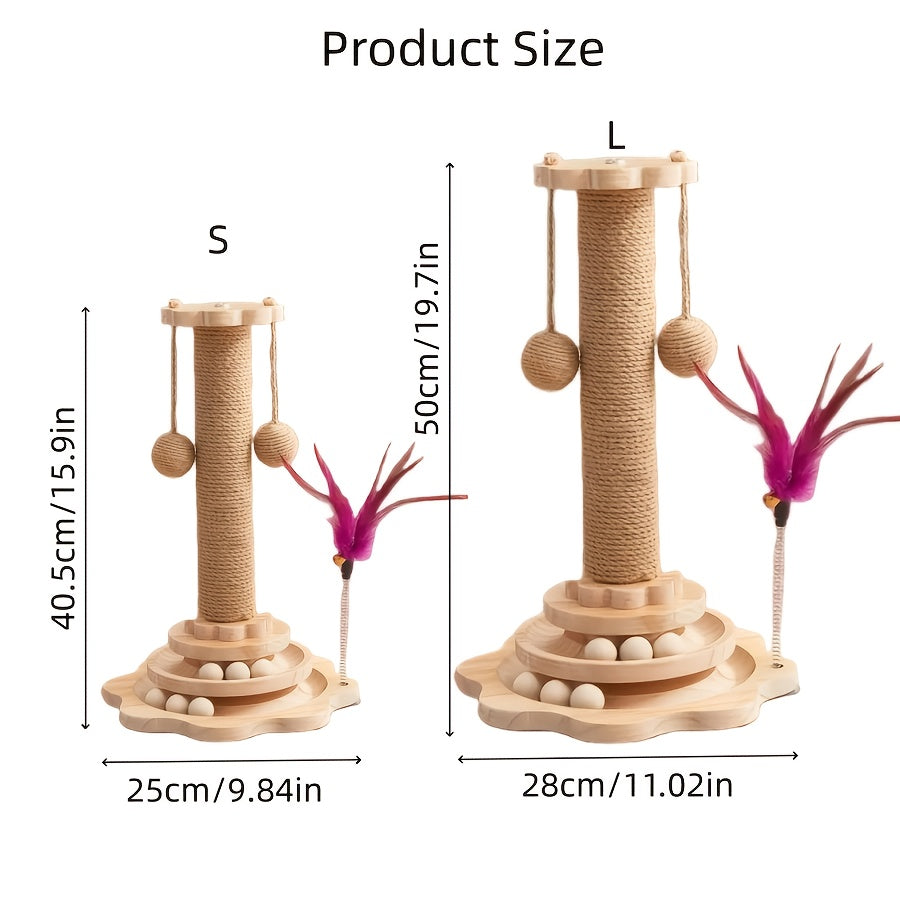Wooden Cat Scratching Post for Indoor Cats, Mushroom and Dolphin Style Choices, Gray Velvet Scratcher and Separate Sisal Column Option