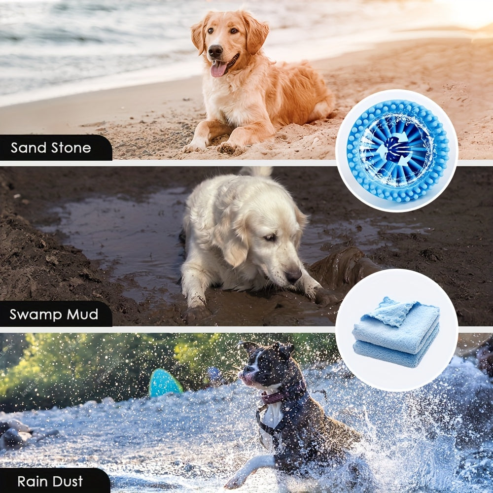 Dog Paw Washer for Large Dogs, Portable Paw Cleaning Cup with Removable Bristle Insert and Bath Brush for Muddy Walks and Outdoor Grooming