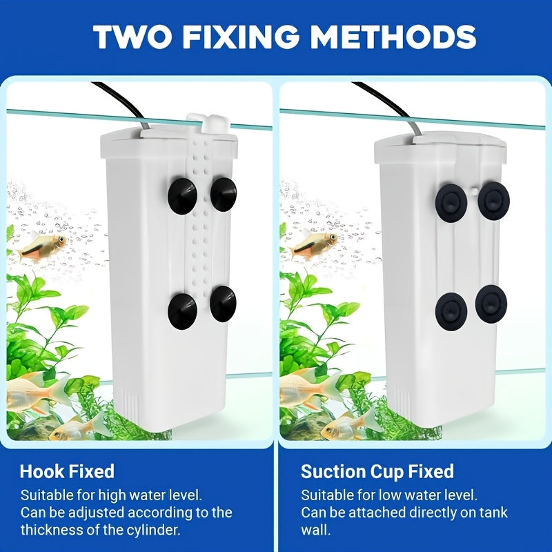 Low Water Level Turtle Tank Filter, 74 GPH 2.5W Aquarium Filter for Small Fish Tanks up to 15 Gallons with 4 Replacement Cartridges