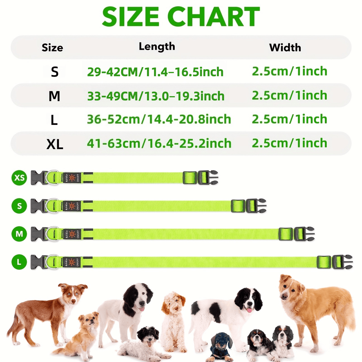 Light Up Dog Collar with 4 Bells, Micro USB Rechargeable LED Nylon Pet Collar with Adjustable Fit, Plastic Buckle and D-Ring for Night Walks