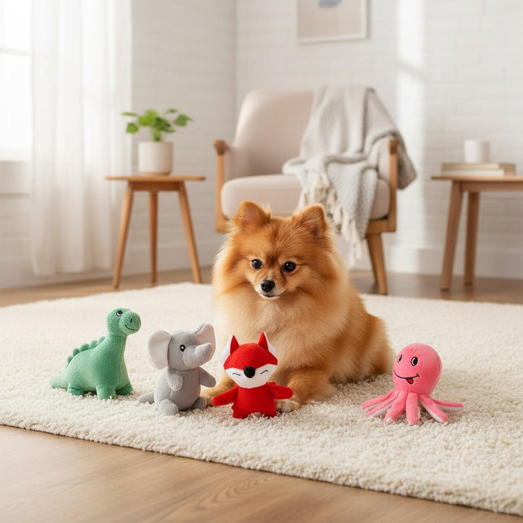 Puppy Squeaky Toy Bundle, 6 or 12 Soft Stuffed Plush Dog Toys for Small and Medium Dogs, Supervised Gentle Play and Everyday Toy Rotation