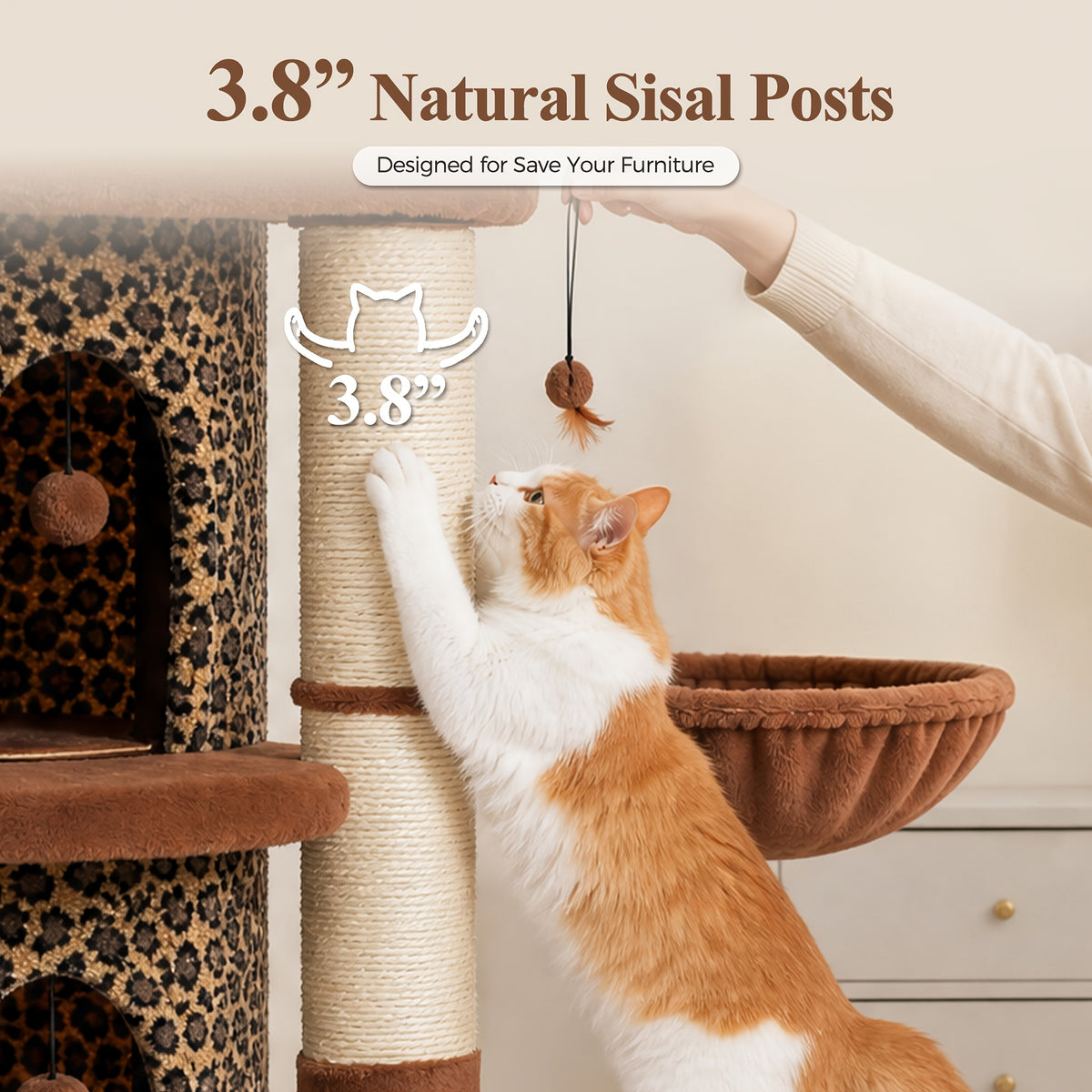 Forest Cat Tree Tower with Flower Top Perch, Indoor Climbing and Resting Furniture in 35.8, 56.3 or 68.5 Inch Height and Color Options