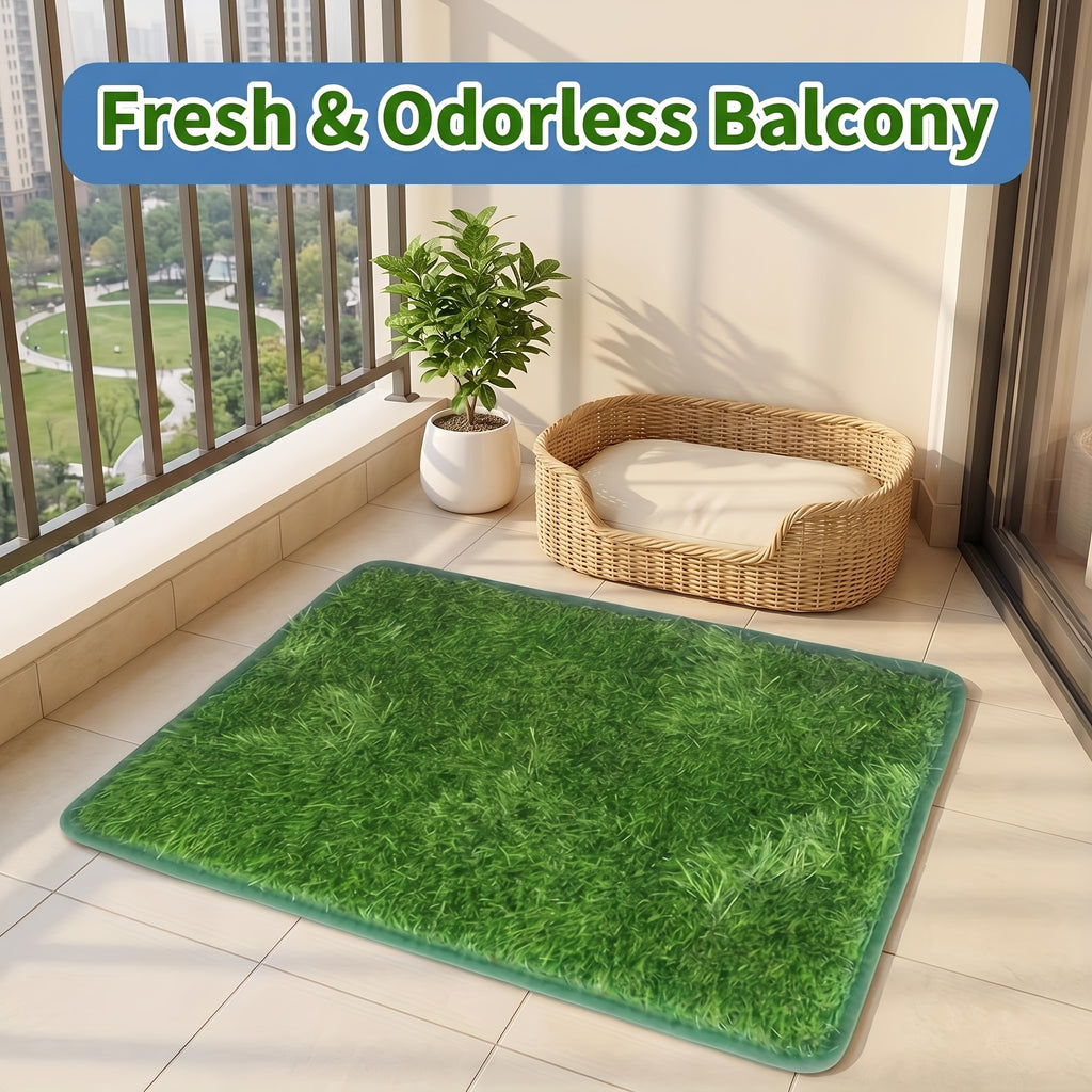 Artificial Grass Potty Training Mat for Dogs, Washable Reusable Turf Pad with Drainage and Non-Slip Base for Indoor and Outdoor Use