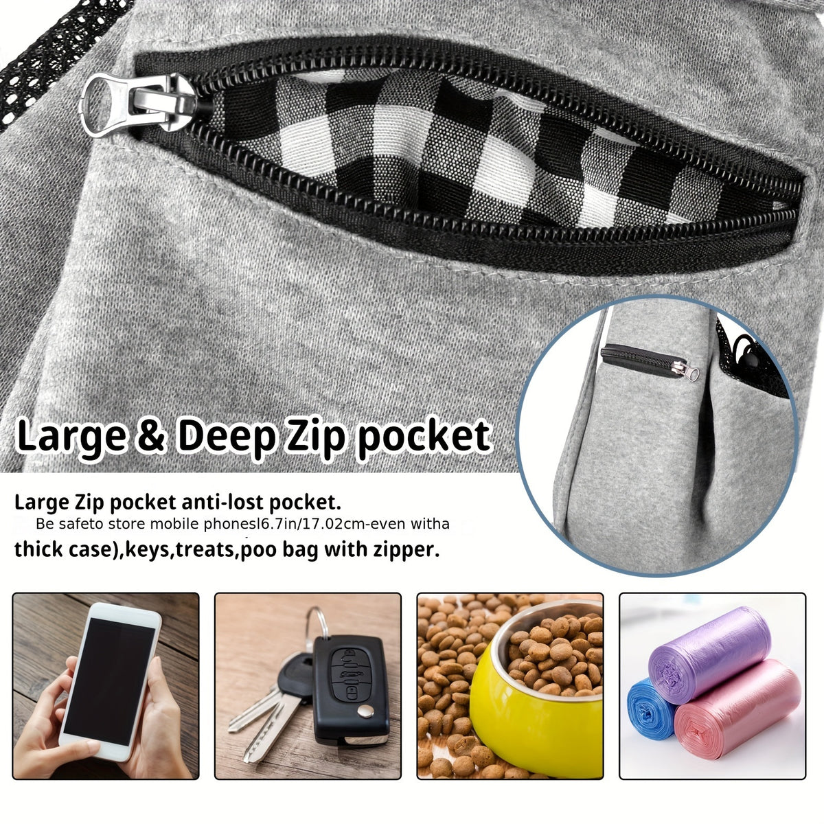 Dog Carrier Sling with Adjustable Shoulder Fit for Carrying Puppies and Cats, Pet Travel Shoulder Bag in Black, Gray or Blue for Everyday Outings
