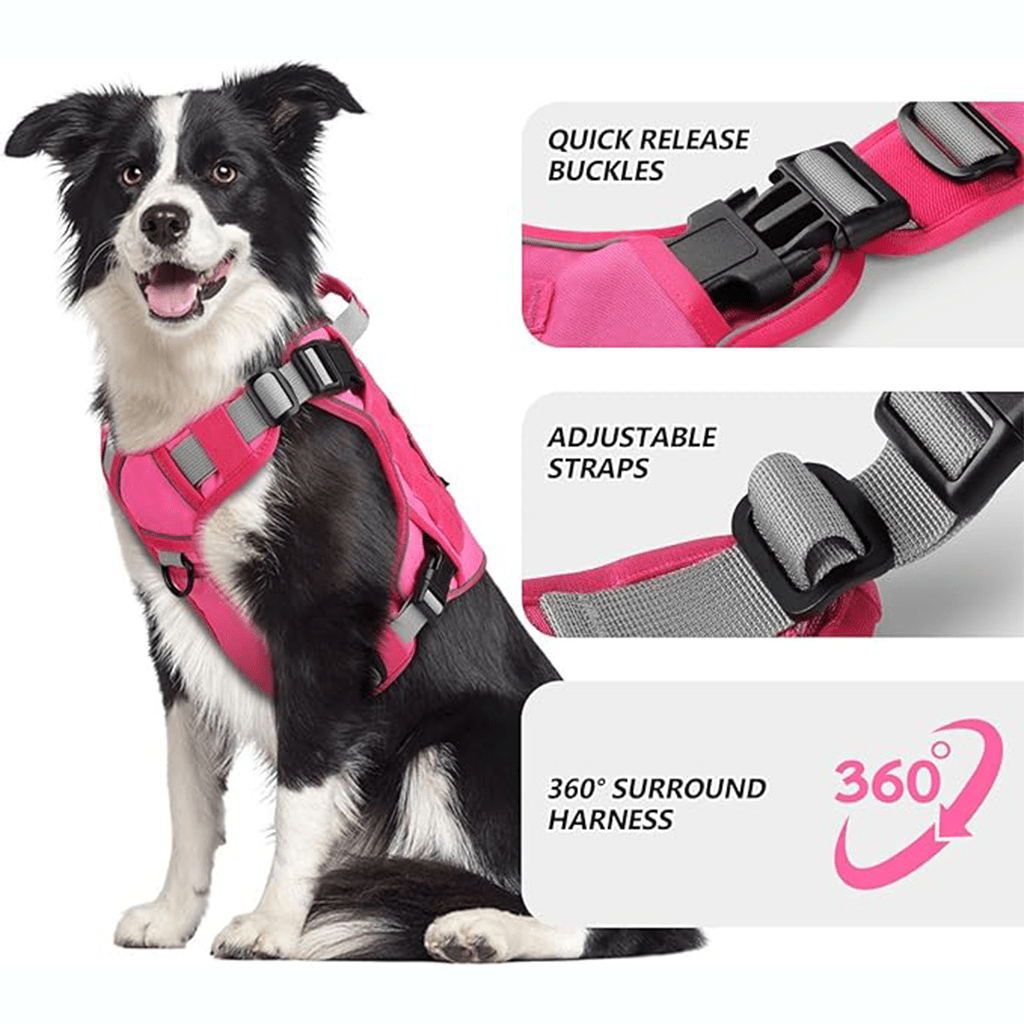 Tactical Dog Harness Vest with Adjustable Reflective Design, Machine Washable Outdoor Walking and Obedience Training Gear in S, M, L and XL