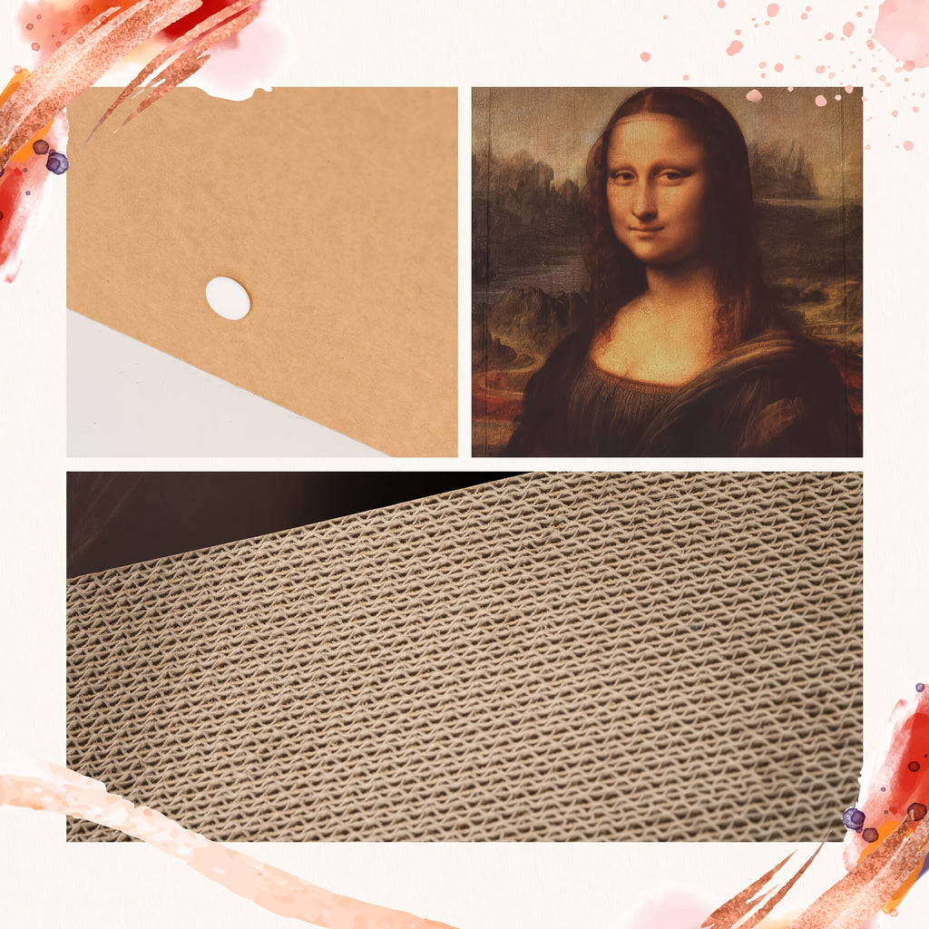 Cat Scratcher Board with Oil Painting Art, 21-Inch Corrugated Cardboard Scratching Pad for Indoor Cats, Decorative No-Assembly Claw Care