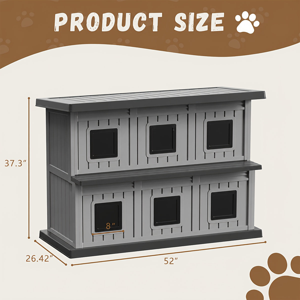 Two-Story Cat House with Multiple Small Windows, Double-Layer Cat Apartment and Resting Shelter for Stray Cats, Blue or Black Color Options