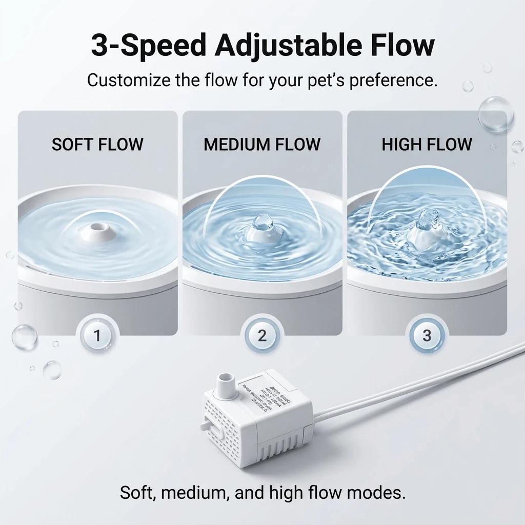 Pet Water Fountain 3L Filter Bundle, Quiet USB Powered Drinking Dispenser with 2 Replacement Filters and Detachable Design for Cats and Dogs