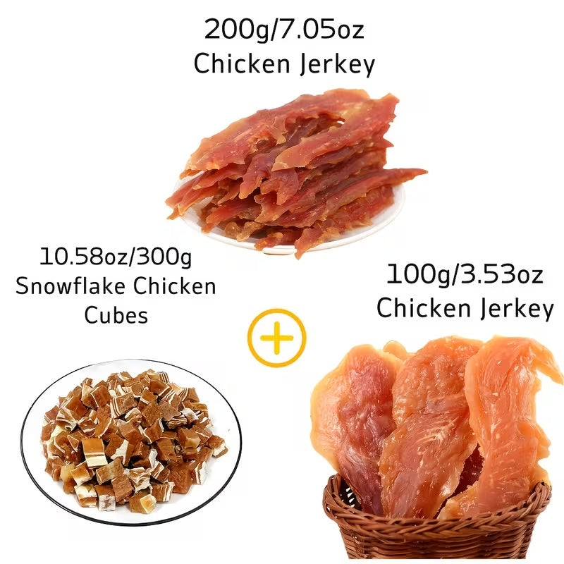 Dog Treat Assortment with Chicken Jerky and Wrapped Chew Selections, Combination 1–6 Options for Medium and Large Dogs, Supervised Snack and Reward Time