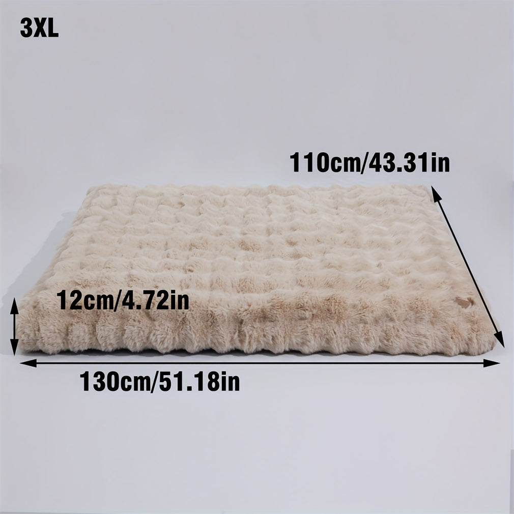 Foam Dog Bed with Waffle-Textured Removable Cover, Polyester Pet Crate Mat in Medium to 3XL Sizes for Indoor Rest, Grey or Khaki and Beige