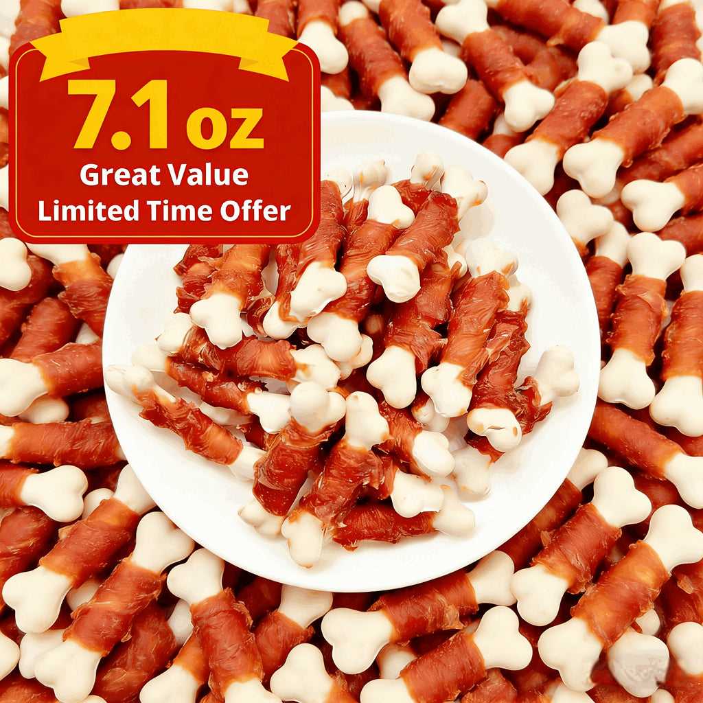 Dog Treats 203g with Duck Meat, Chicken Wrapped Bone or Dried Chicken Breast Options for Supervised Chewing, Training Rewards and Everyday Snack Time