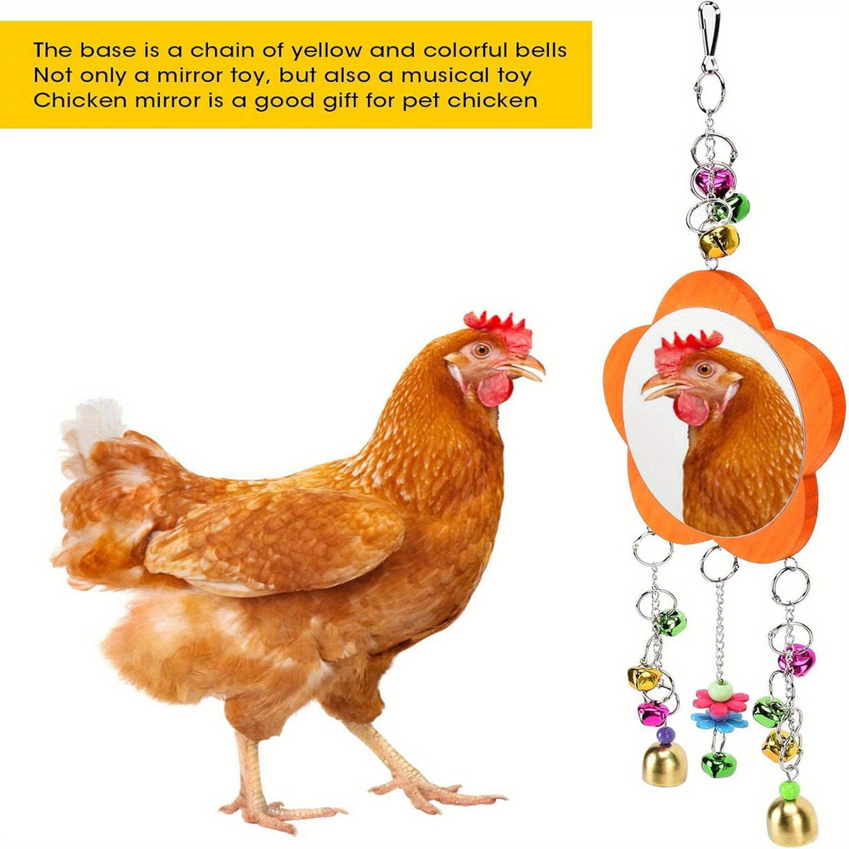 Chicken Enrichment Toys with Xylophone, Mirror, Ladder Bridge and Swing, 5 or 9 Piece Hanging Coop Accessory Sets for Backyard Hens and Poultry Play