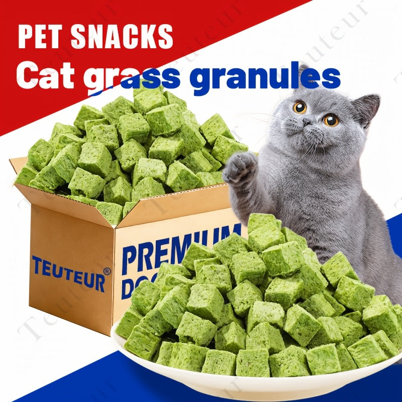Cat Snack Pellets and Biscuits, 150g Cat Grass Pellets or Mixed Flavor Cat Biscuits and 155g Green Square Mint Granules for Supervised Treat Time