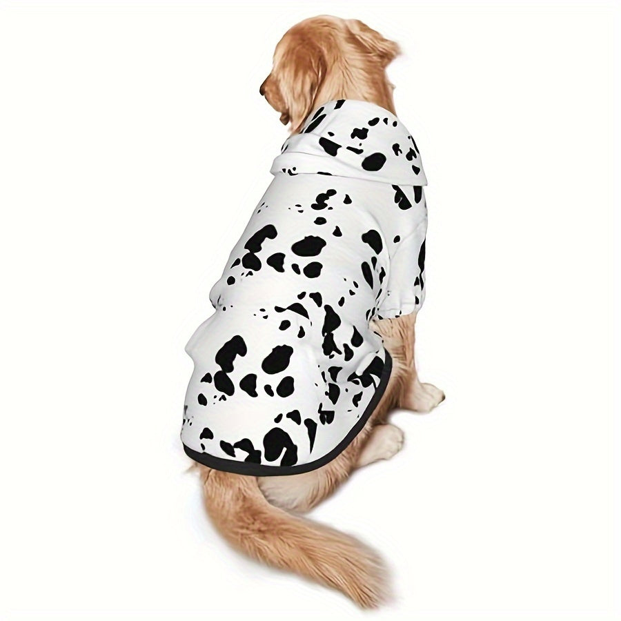 Dalmatian Dog Hoodie, Soft Polyester Pet Sweatshirt with Stretch Ribbed Cuffs for Halloween Costumes, Fall Winter Walks and Photos, S XXL 3XL