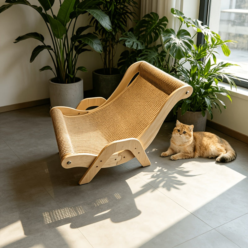 Cat Scratcher Sofa Lounger, Integrated Cat Scratching Board and Lounge Chair for Indoor Scratching, Stretching and Rest, Large or Small