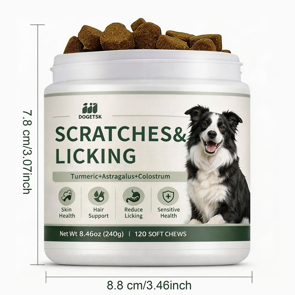 Omega 3 Chewable Tablets for Dogs, Chicken Flavor Canine Supplement with Listed Probiotics and Omega Fatty Acids for Skin and Coat Care Routines