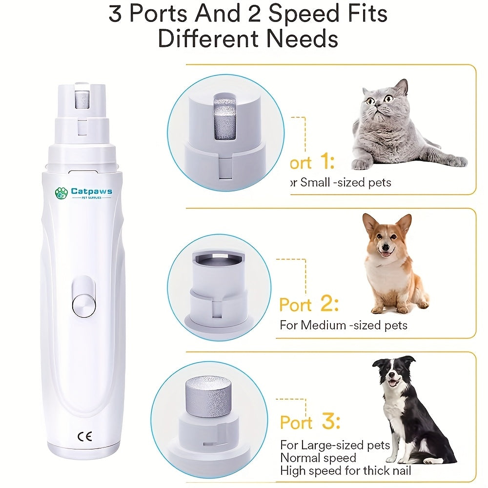 Electric Pet Nail Grinder for Dogs and Cats, White Claw Filing Tool with Quiet Operation Listing for At-Home Paw Care, Battery Not Included