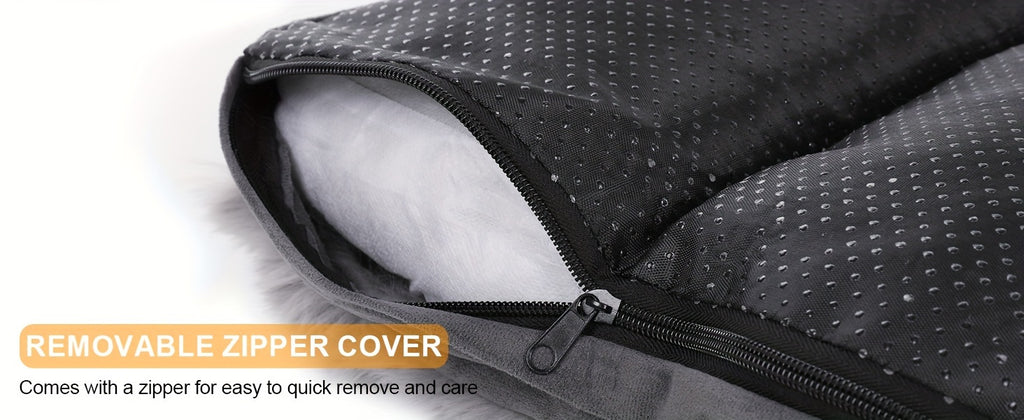 Faux Fur Dog Bed with Removable Washable Cover and Anti-Slip Bottom, Soft Fluffy Plush Sleeping Mat in Small to XXLarge Size Options