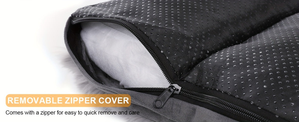 Faux Fur Dog Bed with Removable Washable Cover and Anti-Slip Bottom, Soft Fluffy Plush Sleeping Mat in Small to XXLarge Size Options
