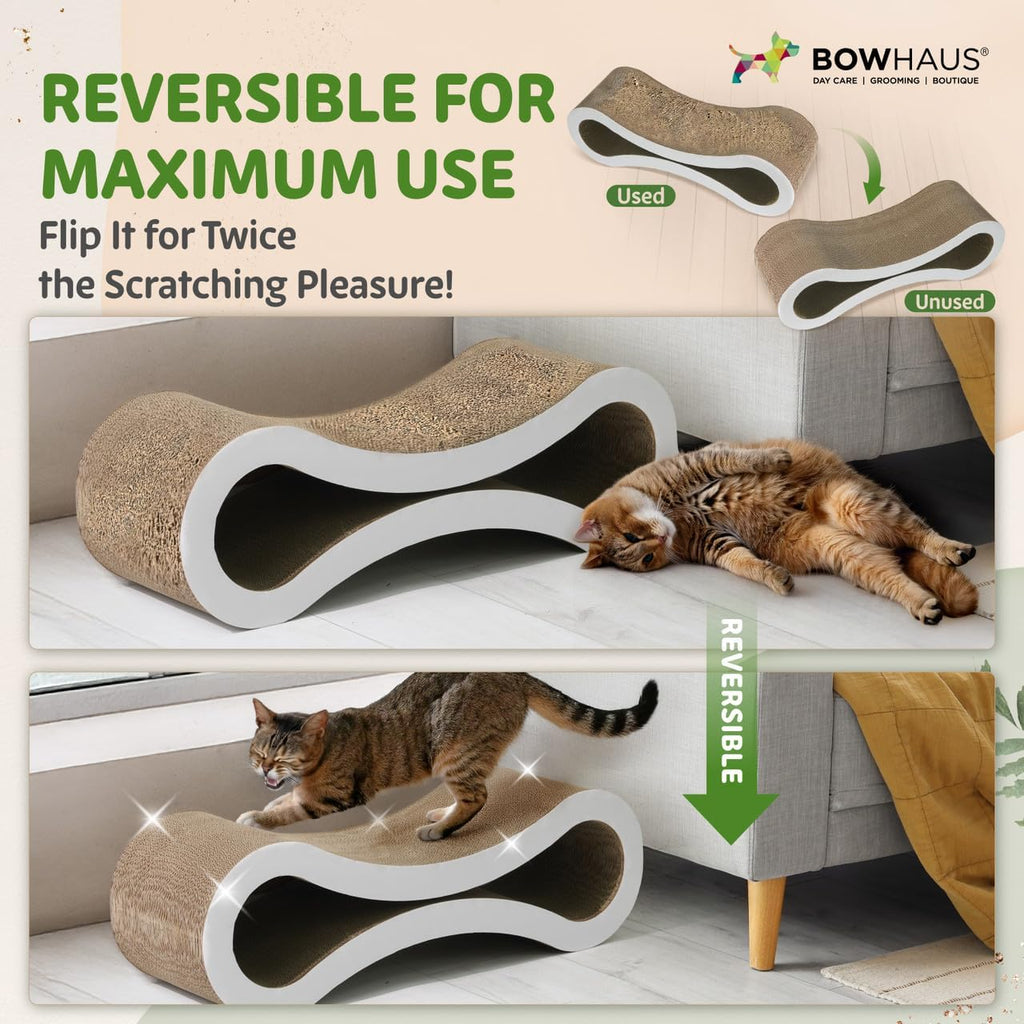 Infinity Cat Scratcher Lounger, 33.9-Inch Reversible High-Density Cardboard Scratching Bed for Indoor Cats, Five-Layer Design in Brown or White