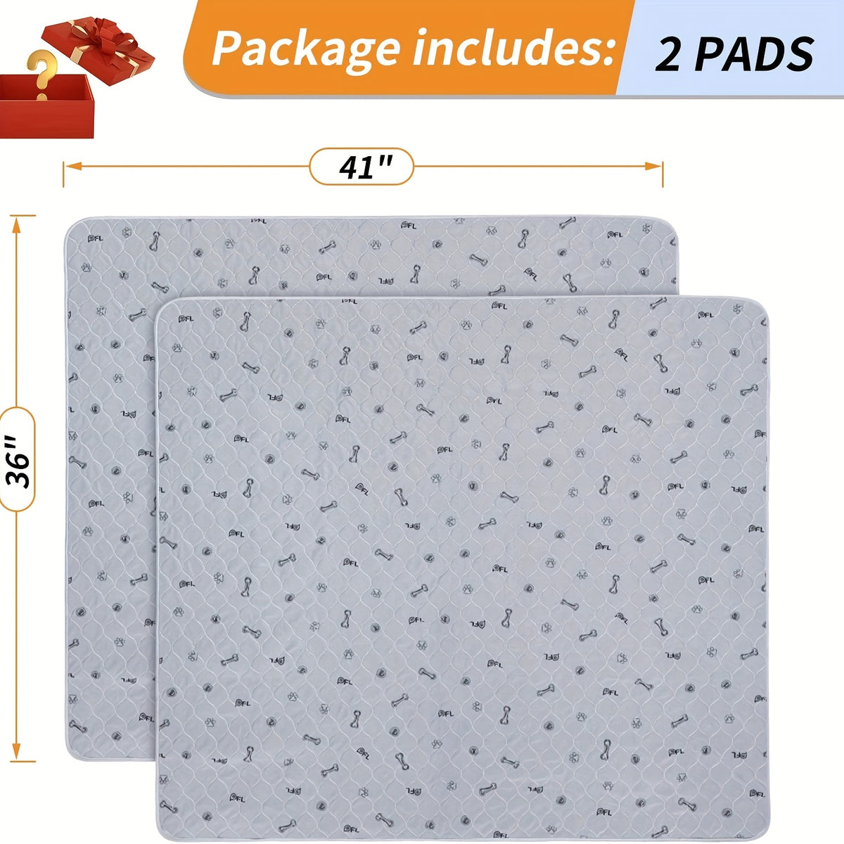 Washable Puppy Training Pads in 24 x 16 or 36 x 41 Inches, Reusable Four-Layer Non-Slip Dog Pee Mats with Size-Specific 2 or 6 Pack Options