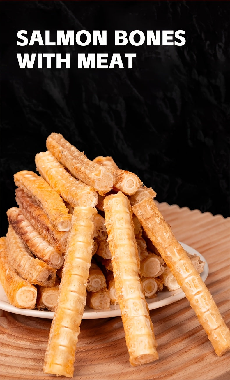 Salmon Bone Dog Treats, 80g Freeze-Dried Crunchy Fish Snacks for Small and Medium Dogs, Supervised Reward Treats for Everyday Treat Time