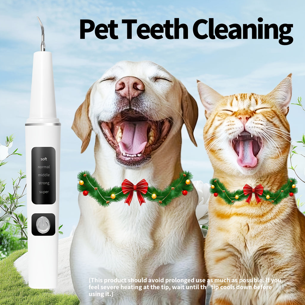 Pet Teeth Cleaning Kit for Cats and Dogs, USB Rechargeable Electric Tooth Cleaner with 4 Cleaning Heads and 5 Modes, Stain and Tartar Remover for At-Home Pet Dental Care, Quiet Low Noise Design
