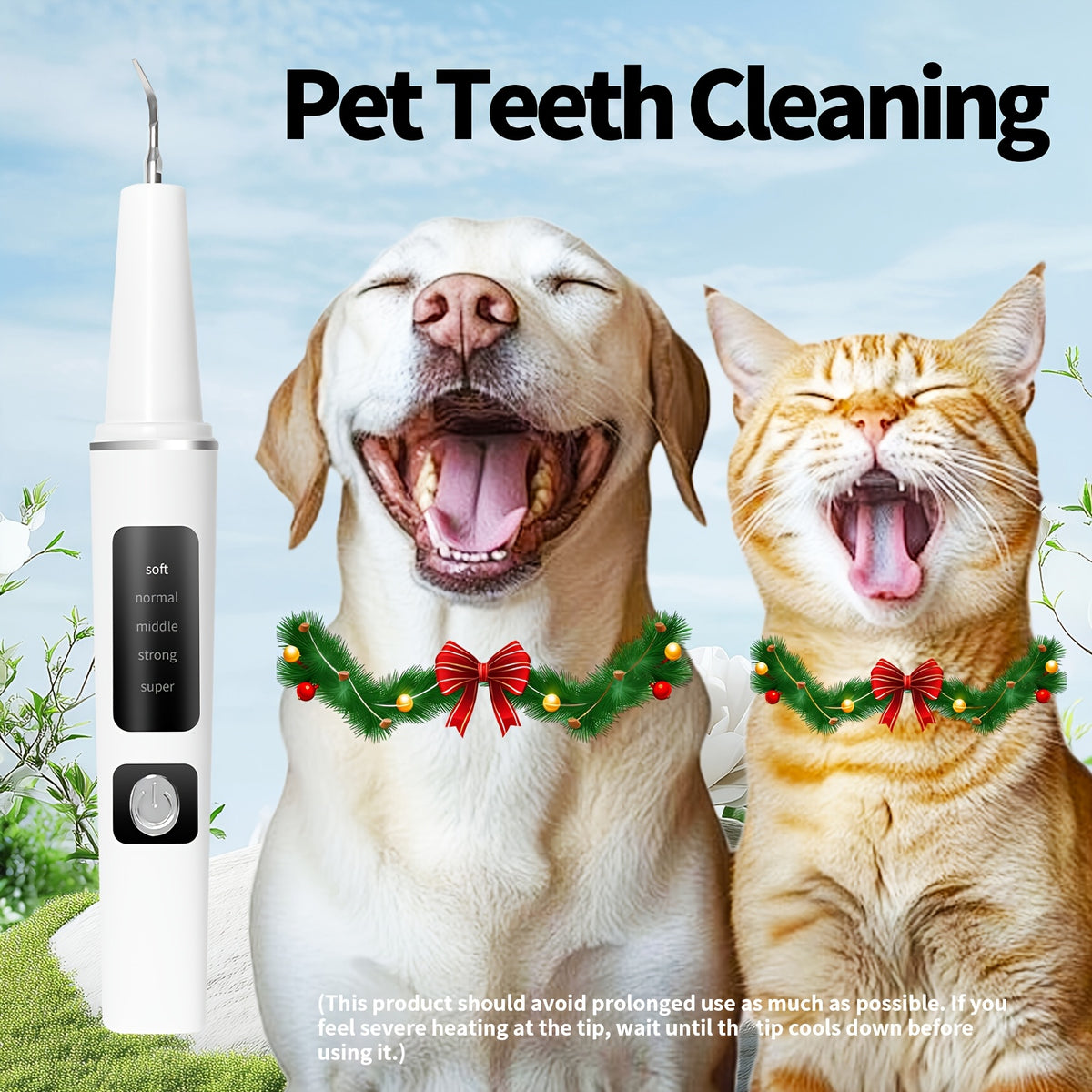 Pet Teeth Cleaning Kit for Cats and Dogs, USB Rechargeable Electric Tooth Cleaner with 4 Cleaning Heads and 5 Modes, Stain and Tartar Remover for At-Home Pet Dental Care, Quiet Low Noise Design