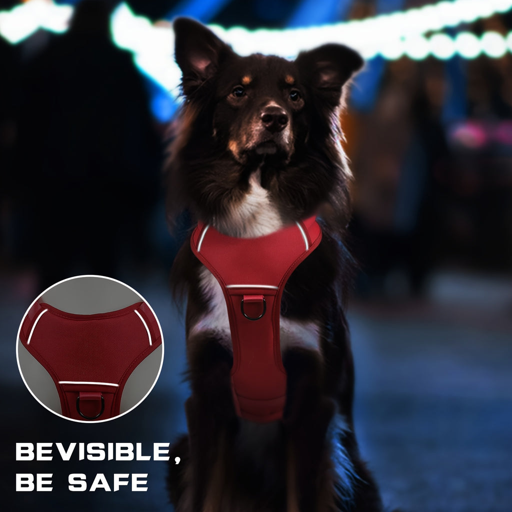 Full Body Dog Harness with Lift Handle, Soft Padded Adjustable Reflective Walking Vest with Leash Clip for Hiking and Training, S to XL