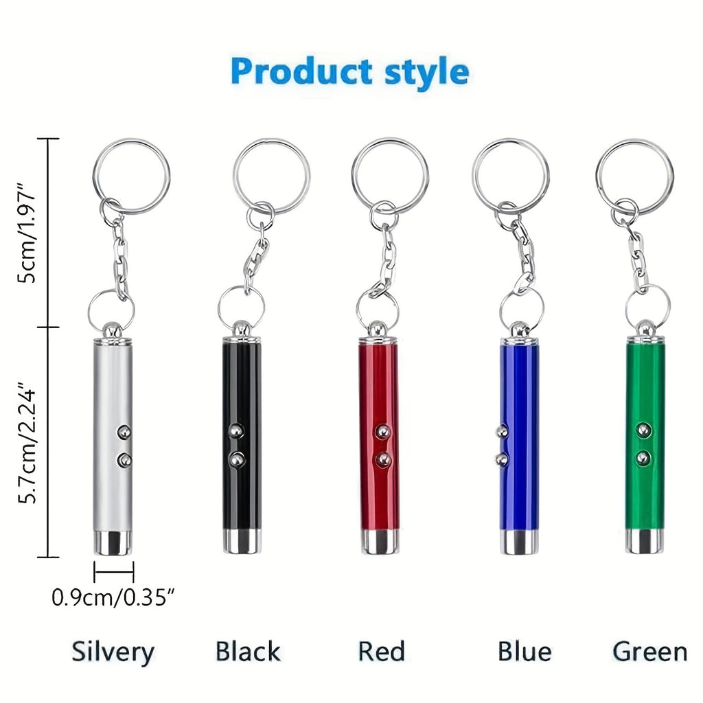 Cat Laser Pointer 6-Pack with Keychain and LED Flashlight, Multicolor Mini Handheld Chase Toys for Supervised Indoor Cat Play