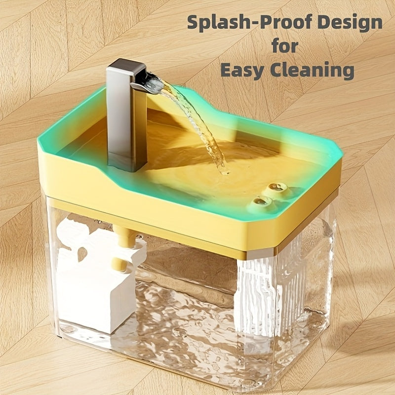 USB Cat Water Fountain with 4-Stage Filtration, Quiet Automatic Circulating Pet Drinking Dispenser for Cats and Dogs with Visible Water Level Window
