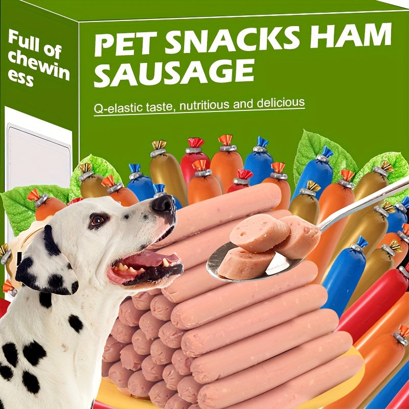 Dog Sausage Treats 32 Pack, Individually Wrapped Chewy Snack Sticks for Supervised Training Rewards, Everyday Treat Time and Holiday Dog Gifts