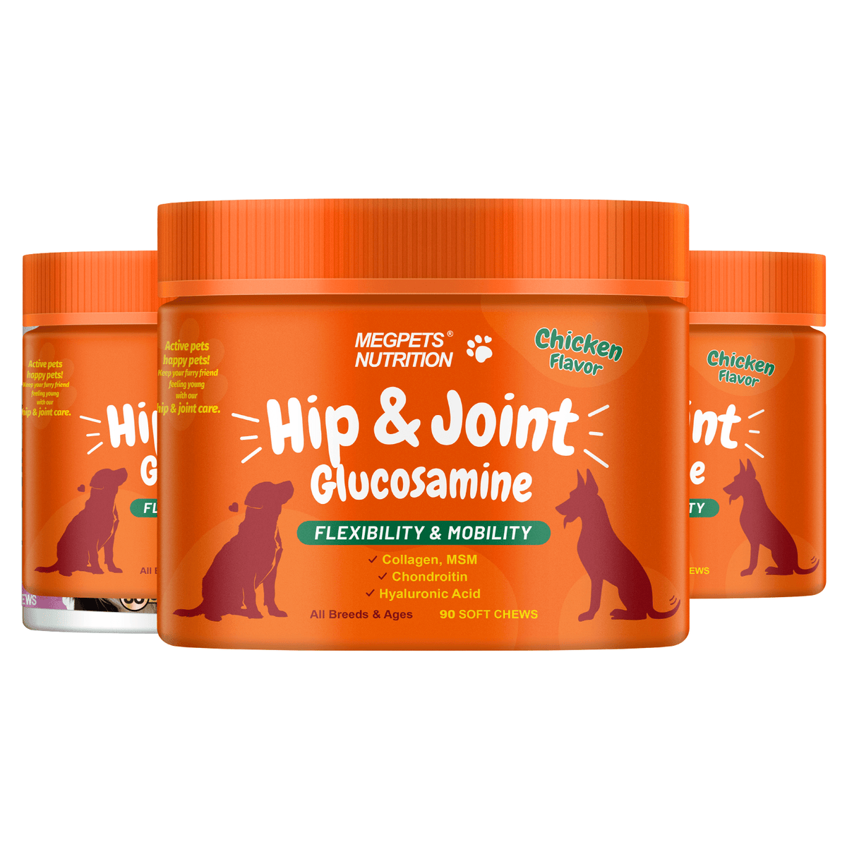 Joint Care Soft Chews for Dogs and Cats, Chicken Flavor with Glucosamine, Chondroitin and Alaskan Salmon Oil, 90 Count, Bottle Options