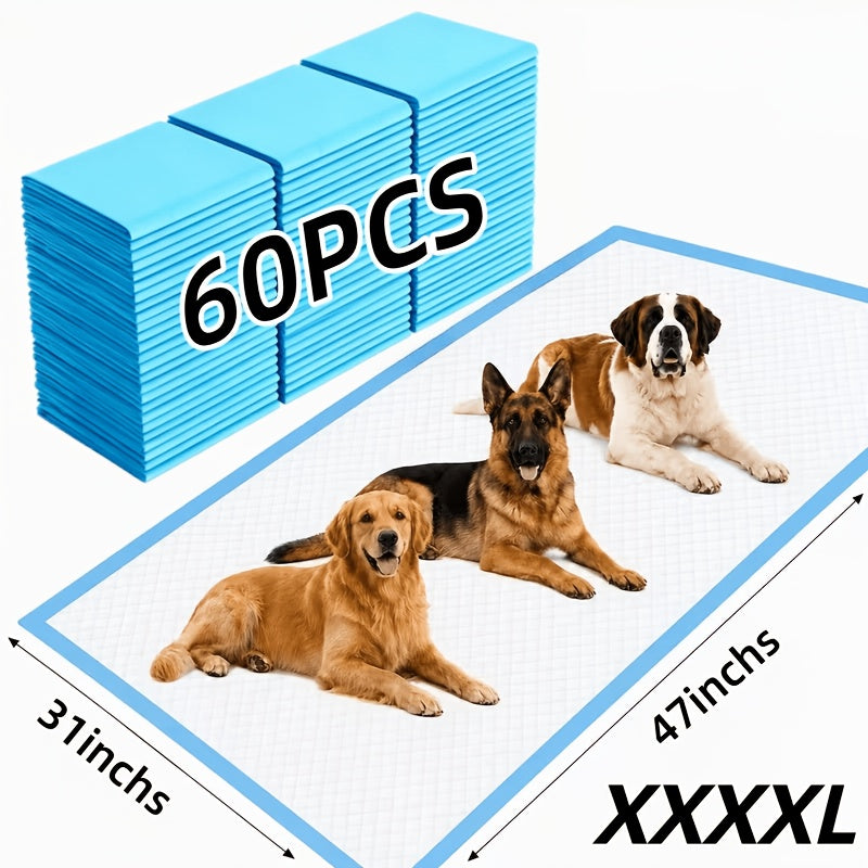 Dog Pee Pads with 12g Absorbent Polymer, 31 x 47 Inch 60 Count Six-Layer Disposable Puppy Potty Training Pads for Large Dogs and Indoor Floor Protection