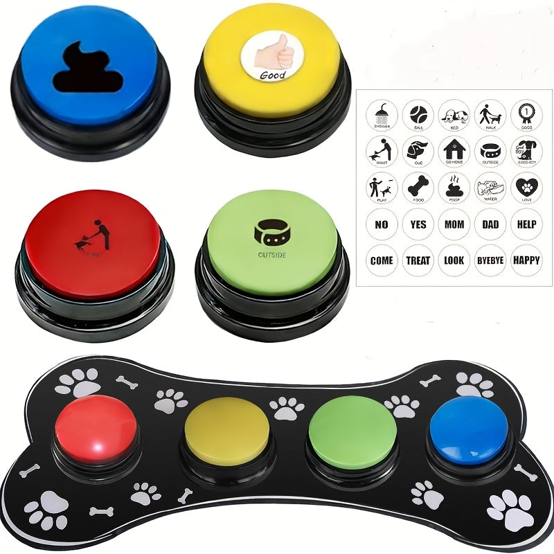 Dog Communication Buttons with Easy-Clean Training Mat for Supervised Talking Button Practice, Model 001 or 002, Batteries Not Included