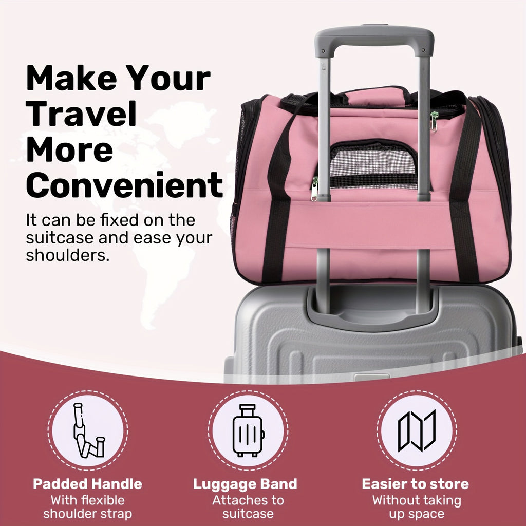 Foldable Cat Carrier Backpack with Zipper Closure, Ventilated Pet Travel Bag for Cats and Dogs, Seven Colors for Vet Visits and Everyday Trips